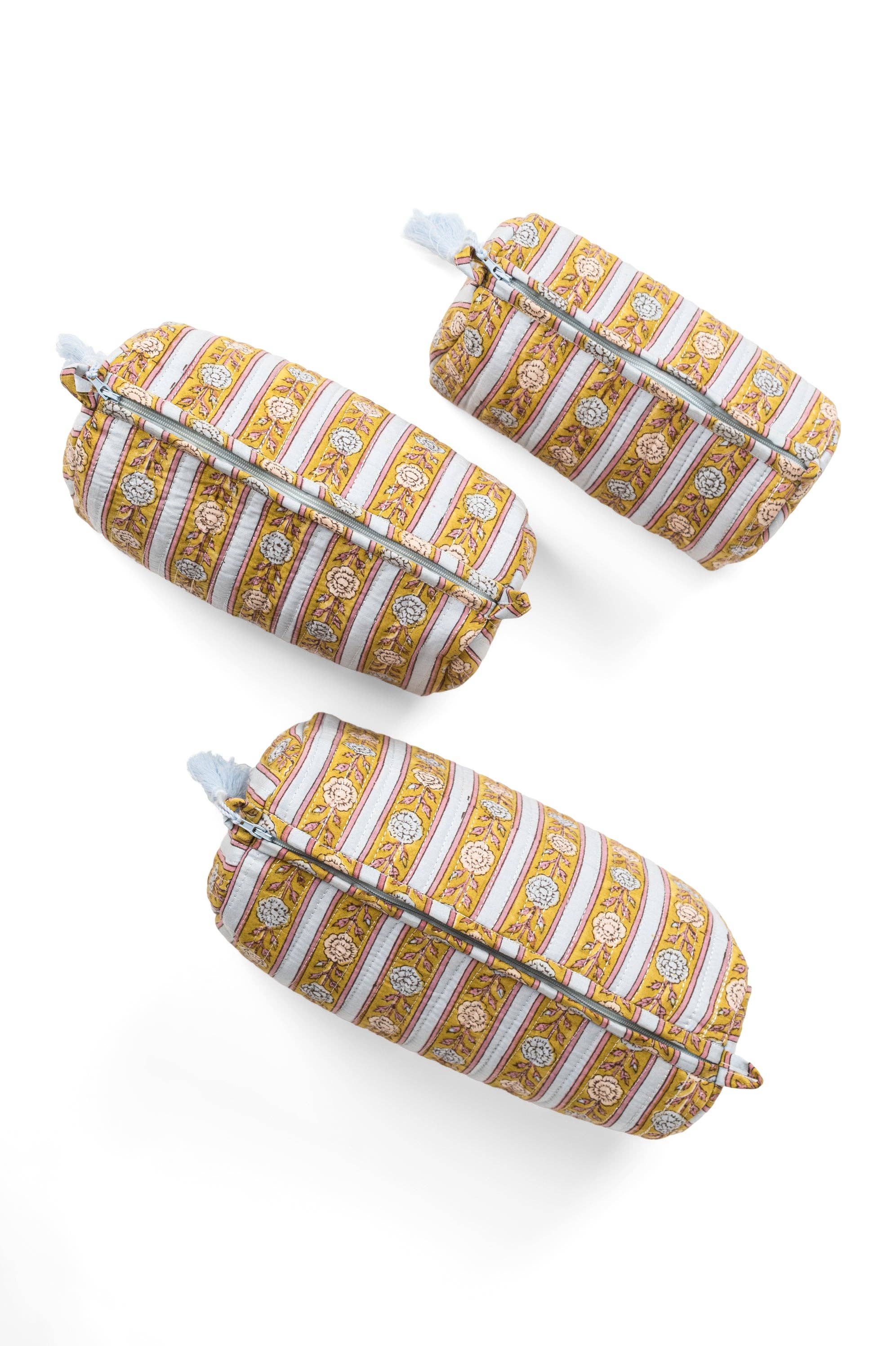 Vintage Floral Stripes Makeup Bag