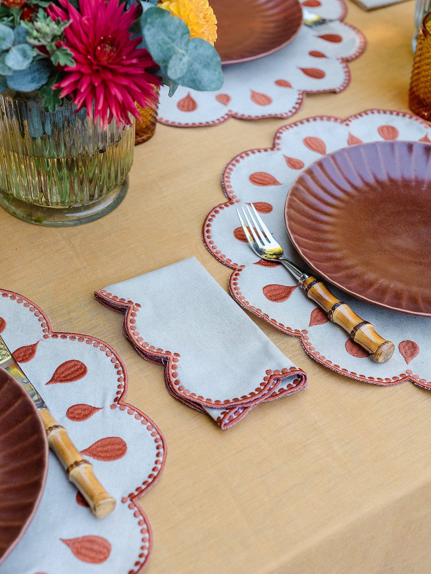 Gotas Beige & Terracotta Napkins (Set of 4)