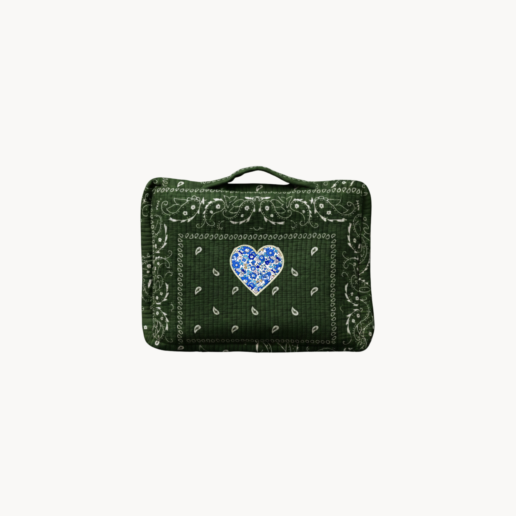 Green Paisley Travel Organizer with Liberty Heart