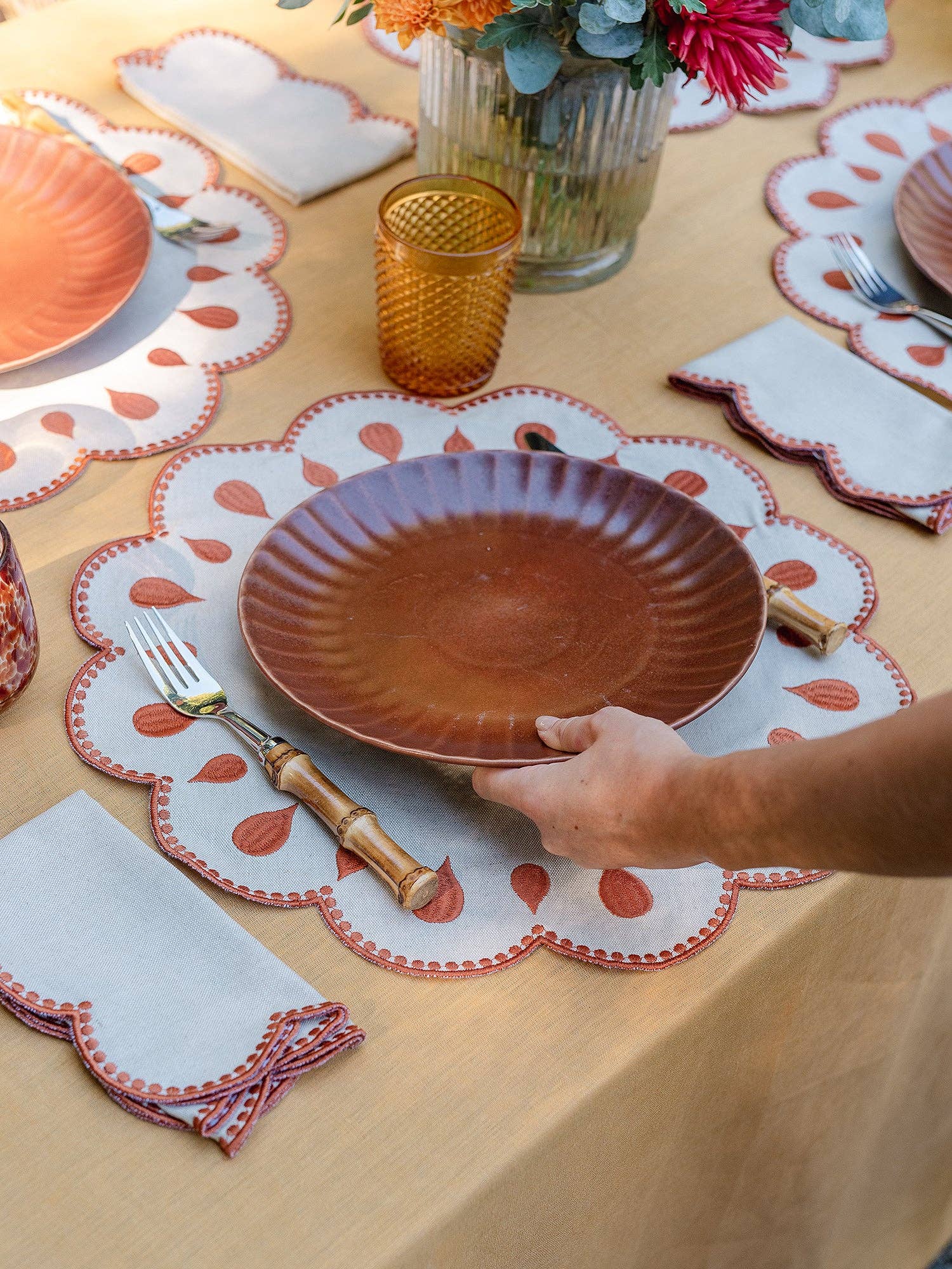Gotas Beige & Terracotta Napkins (Set of 4)