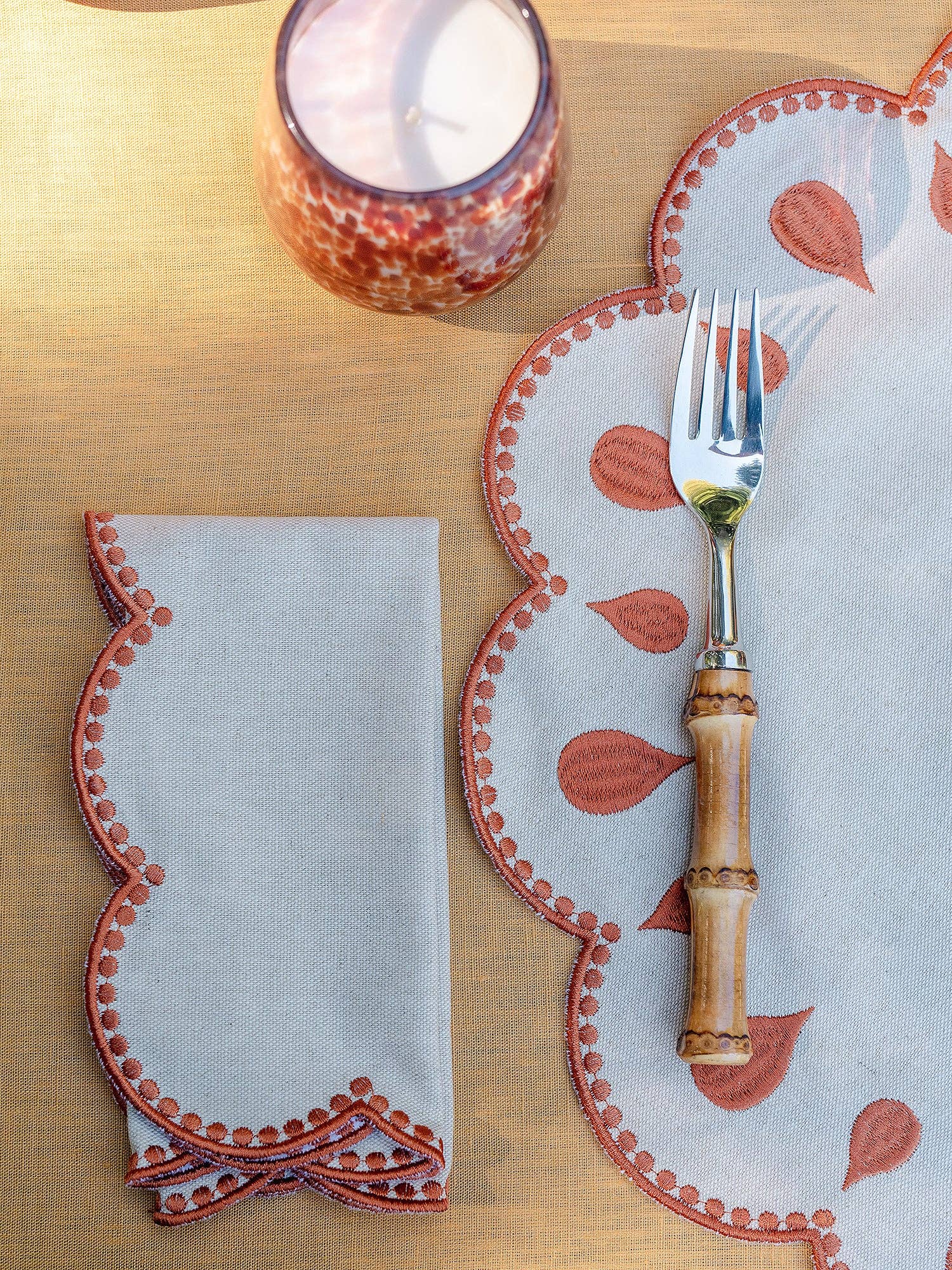 Gotas Beige & Terracotta Napkins (Set of 4)