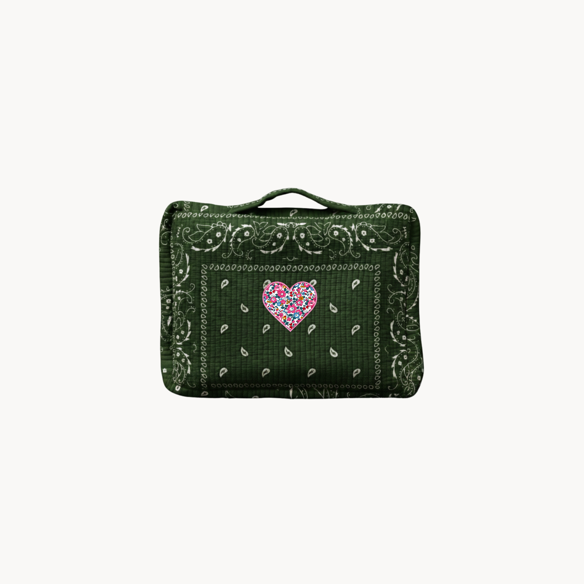 Green Paisley Travel Organizer with Liberty Heart