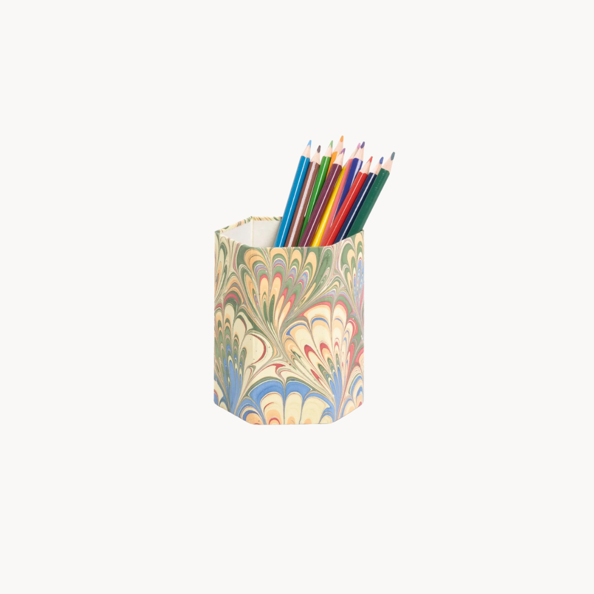 Hand-Marbled Pencil Holder Organizer in Multicolor