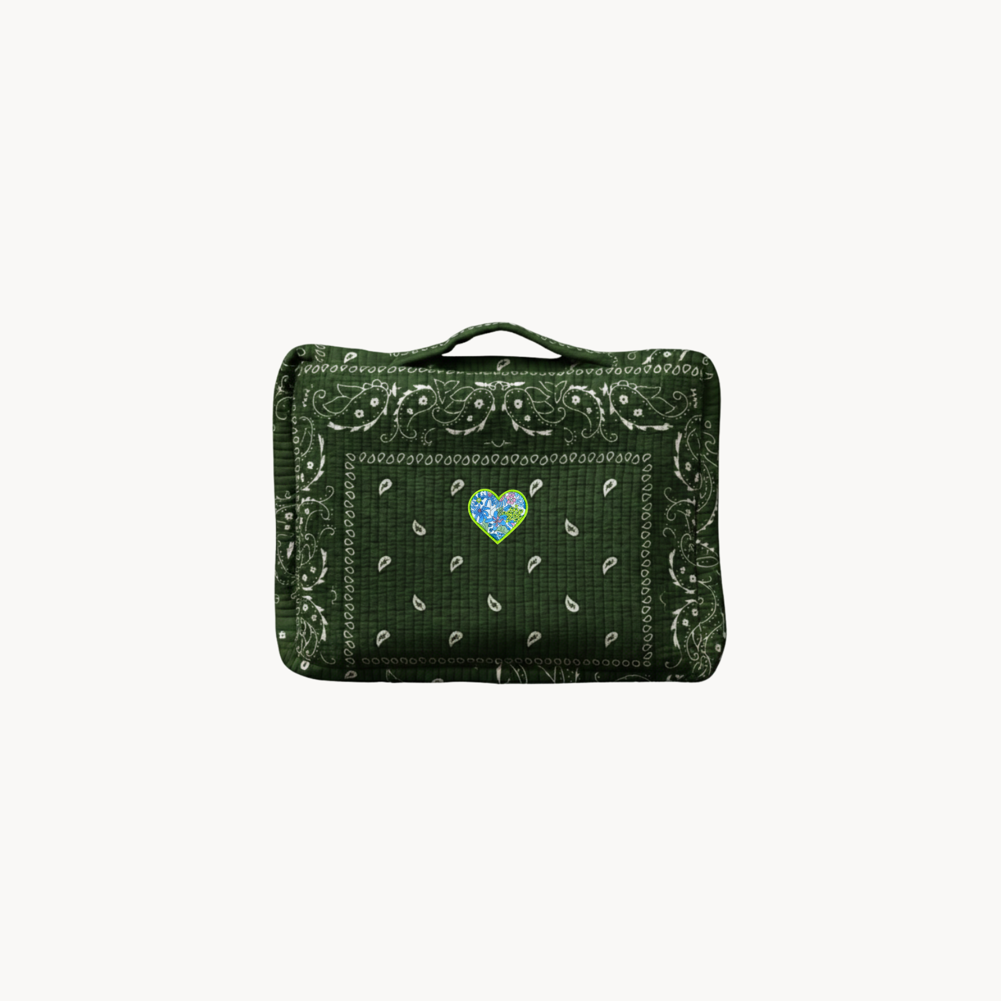 Green Paisley Travel Organizer with Liberty Heart