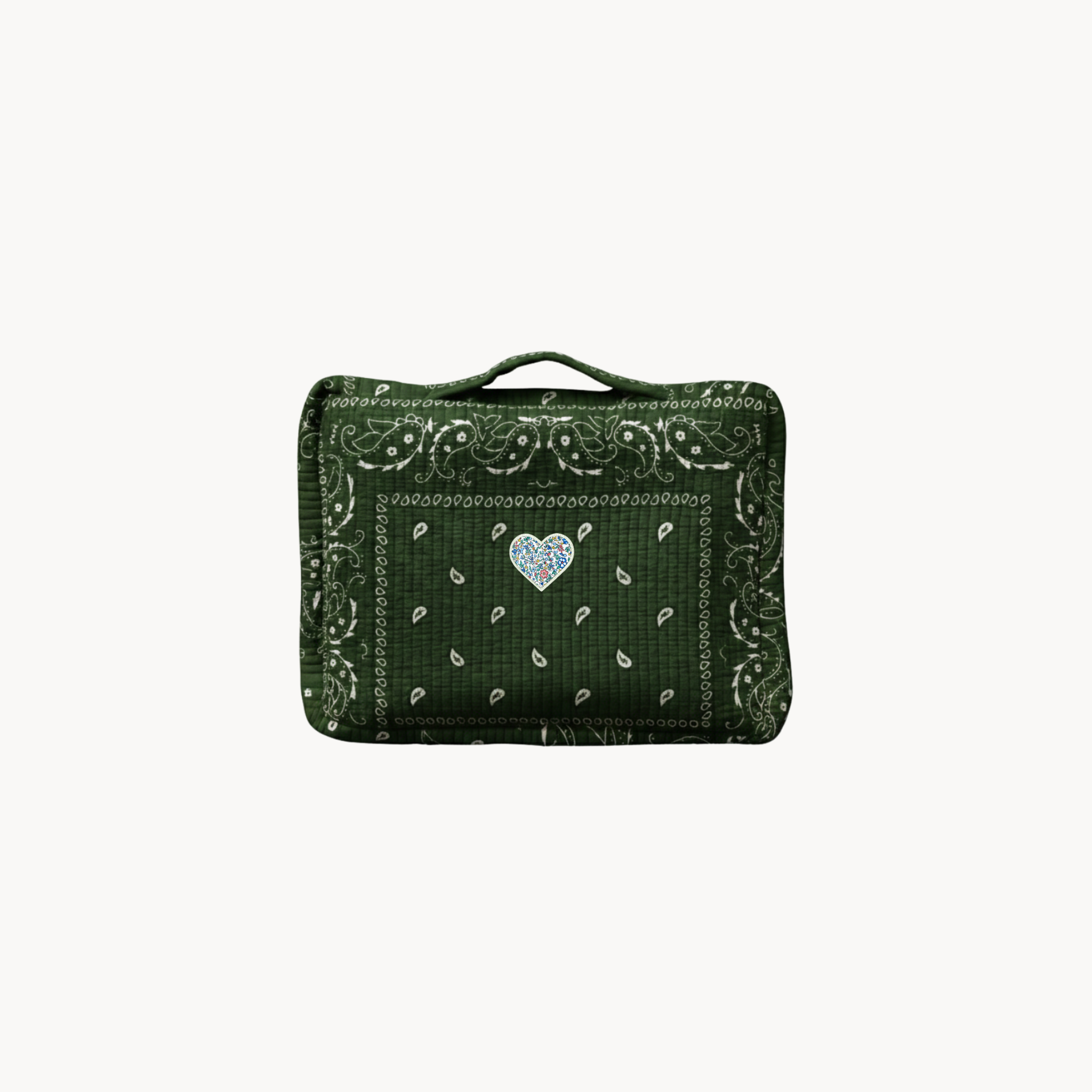 Green Paisley Travel Organizer with Liberty Heart