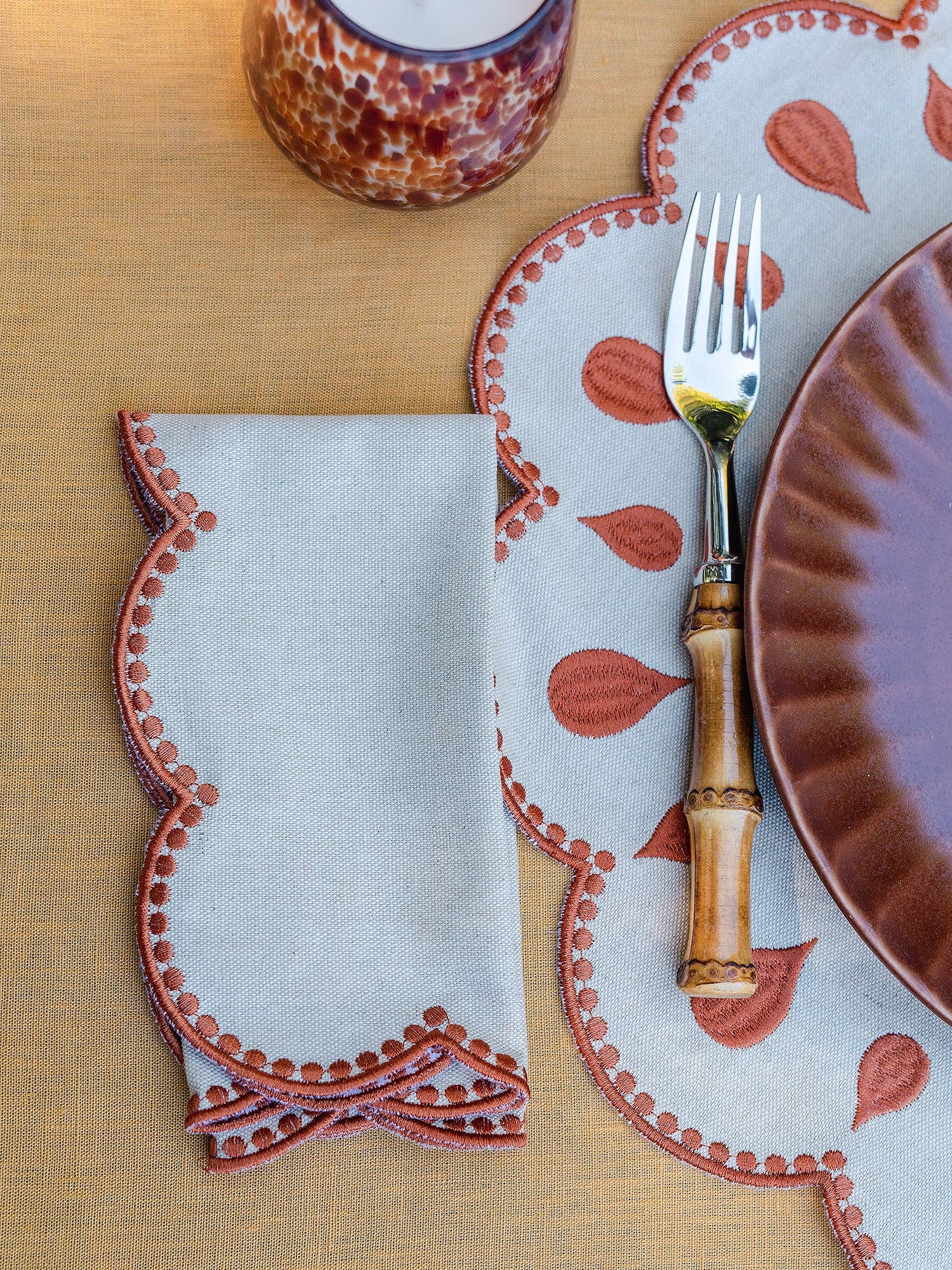 Gotas Beige & Terracotta Napkins (Set of 4)