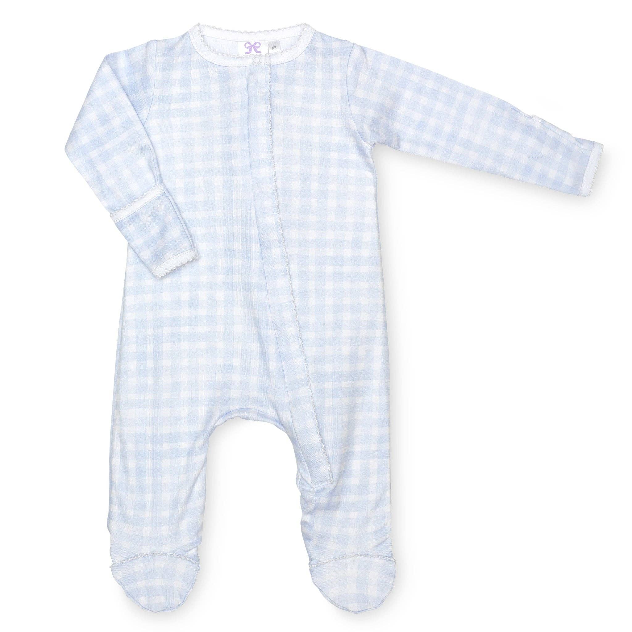 Blue Gingham Classic Footie