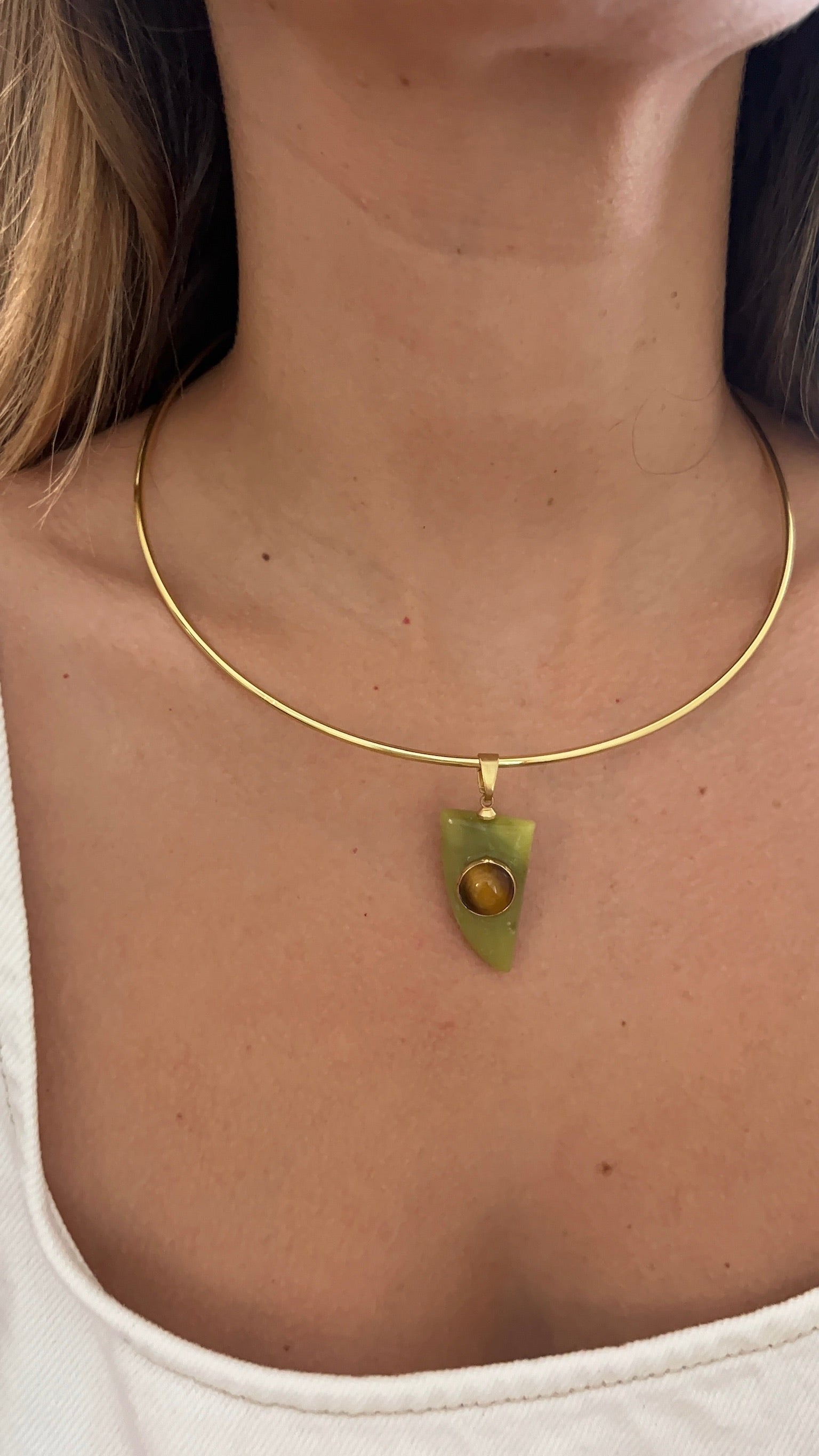 Gemstone Horn Collar Necklace