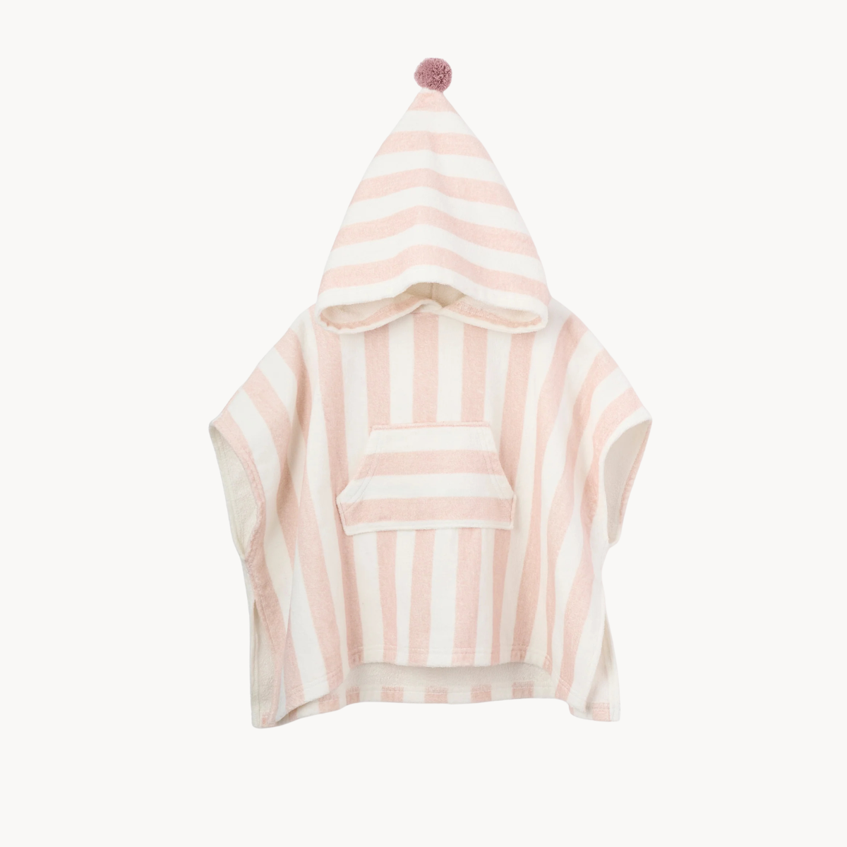 Pink Stripe Hooded Terry Poncho