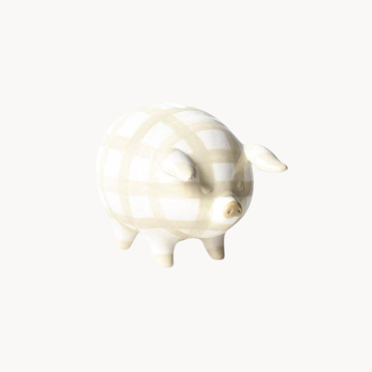 Ecru Gingham Piggy Bank