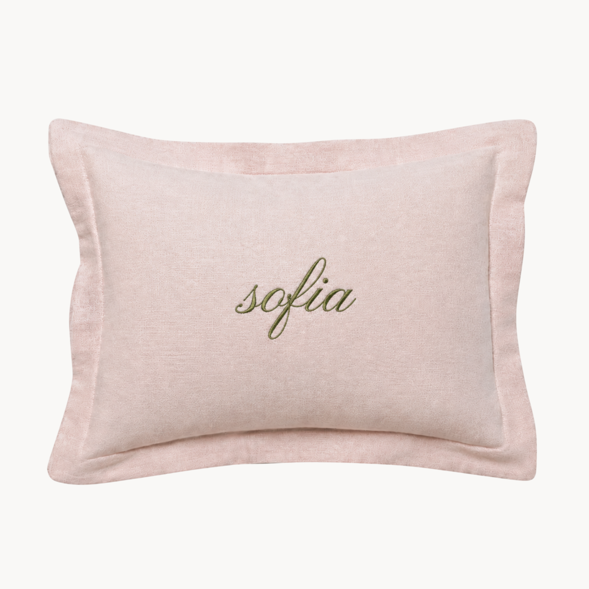 Embroidered Pink Linen Baby Pillow