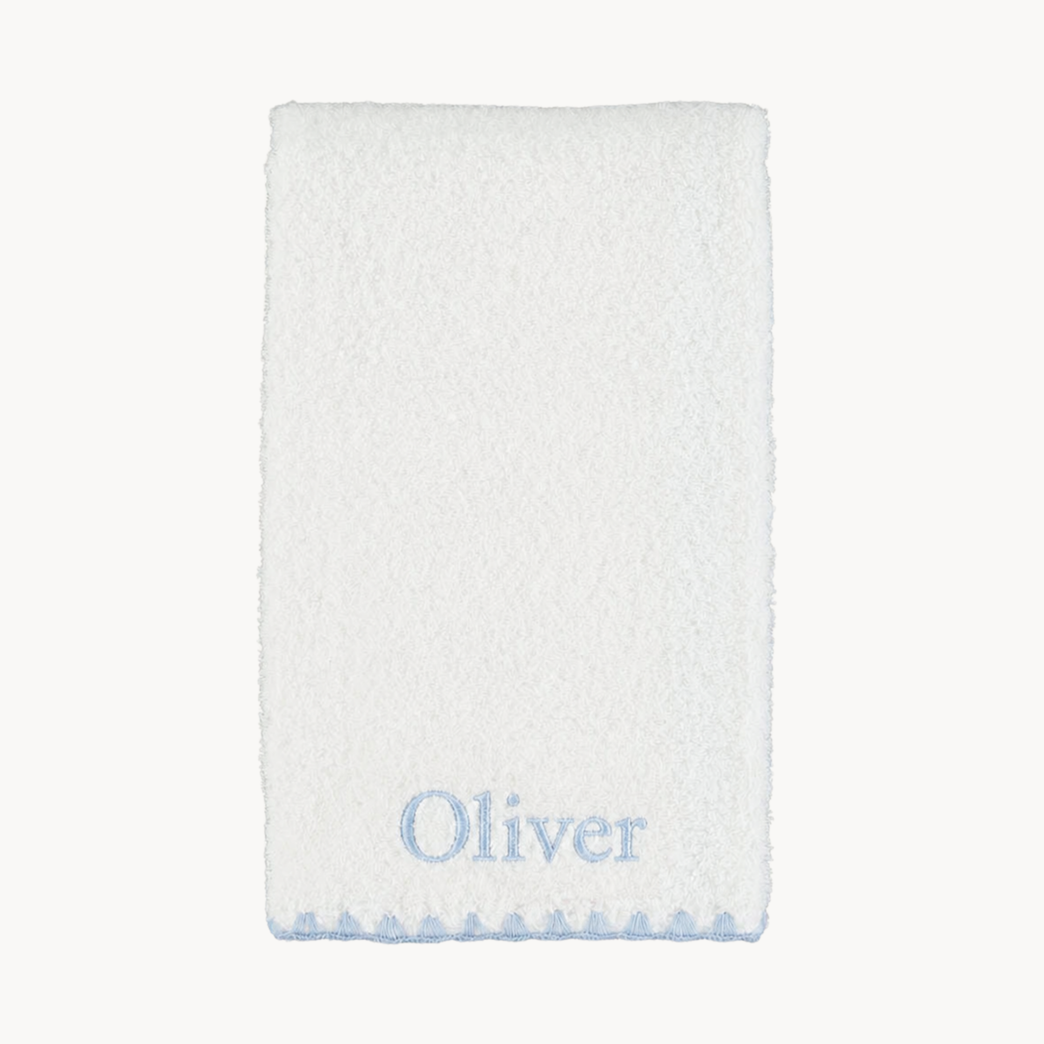 Embroidered Blue Trim Bath Towel