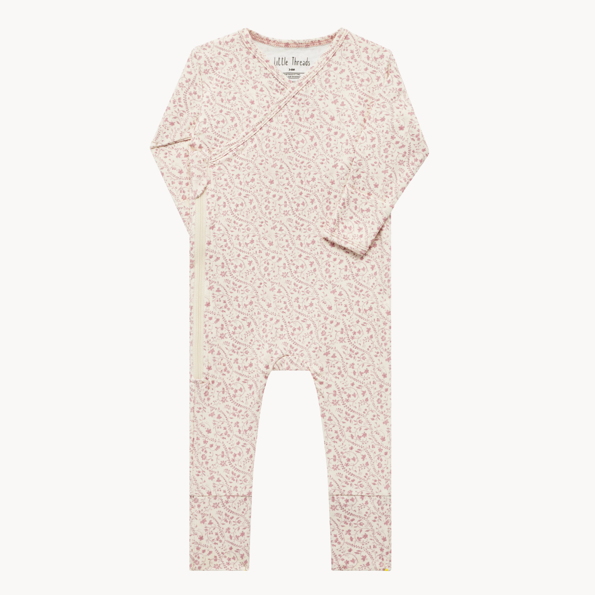 Mauve Heirloom Vine Bamboo Wrap Footie