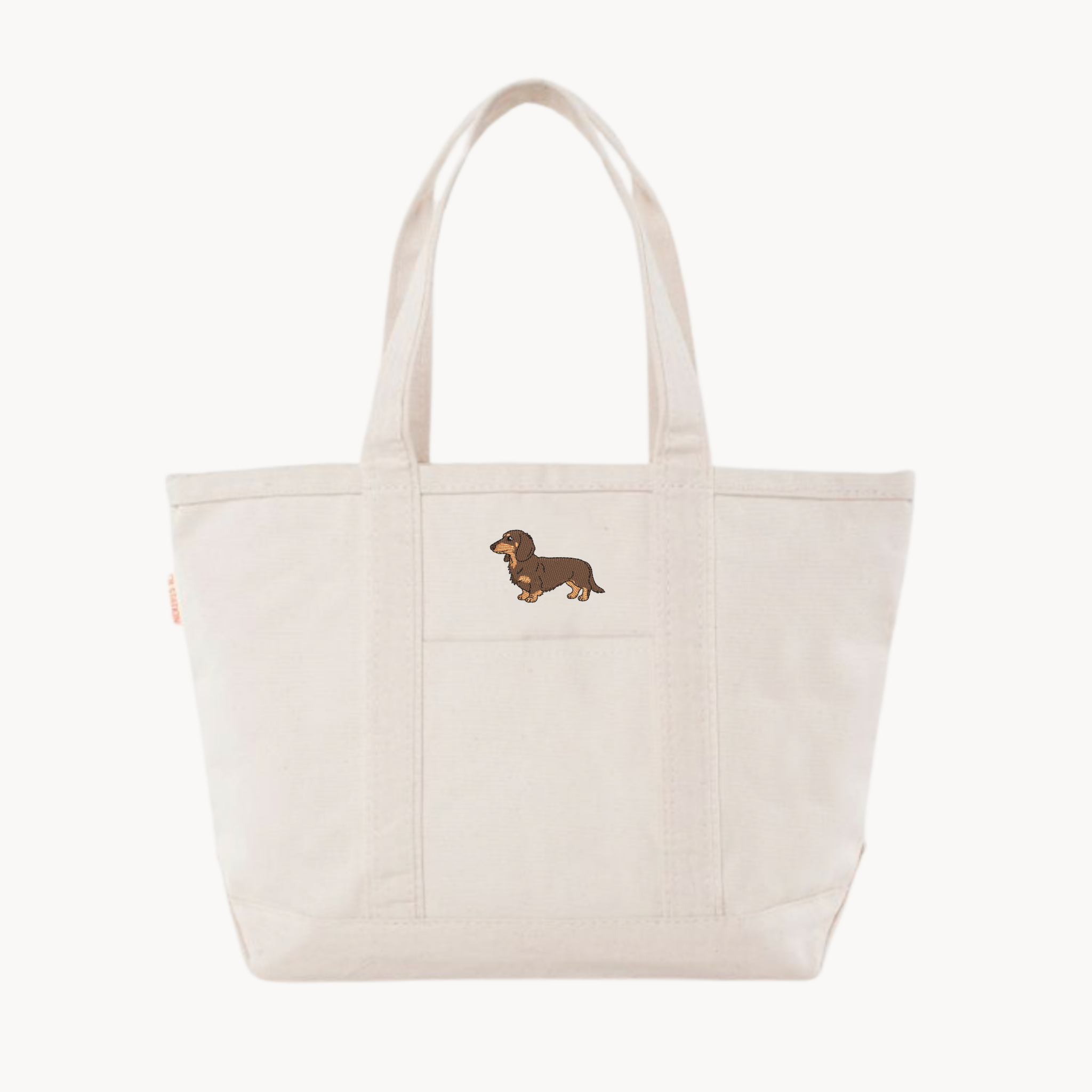 Dog Embroidery Medium Custom Canvas Tote Bag
