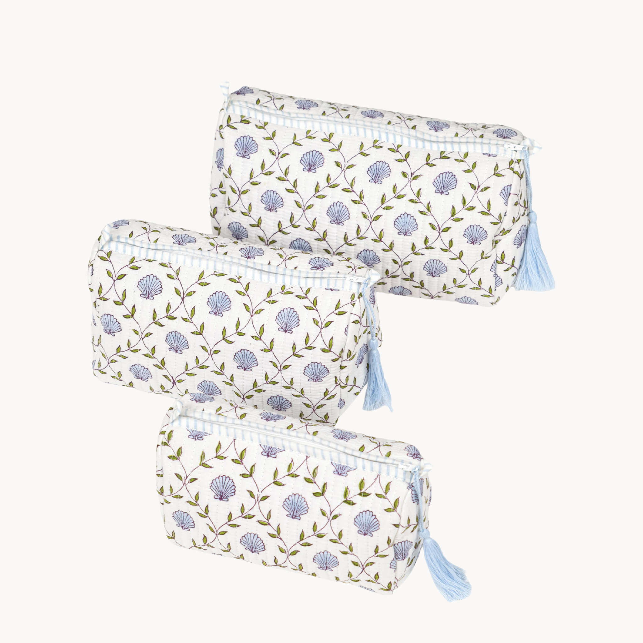 Seashell Blockprint Makeup Bag