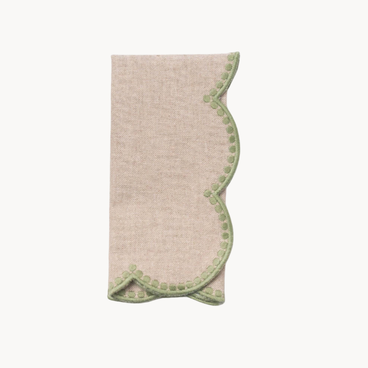 Scallop Beige & Green Napkins