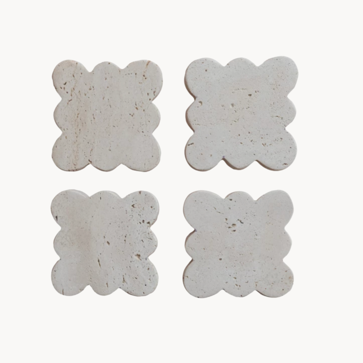 Set of 3 Scallop Travertine Coasters