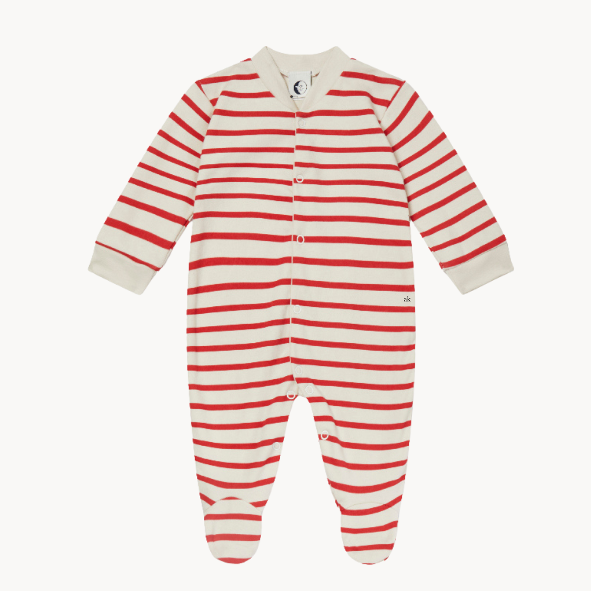 Red & Oatmeal Stripe Footie