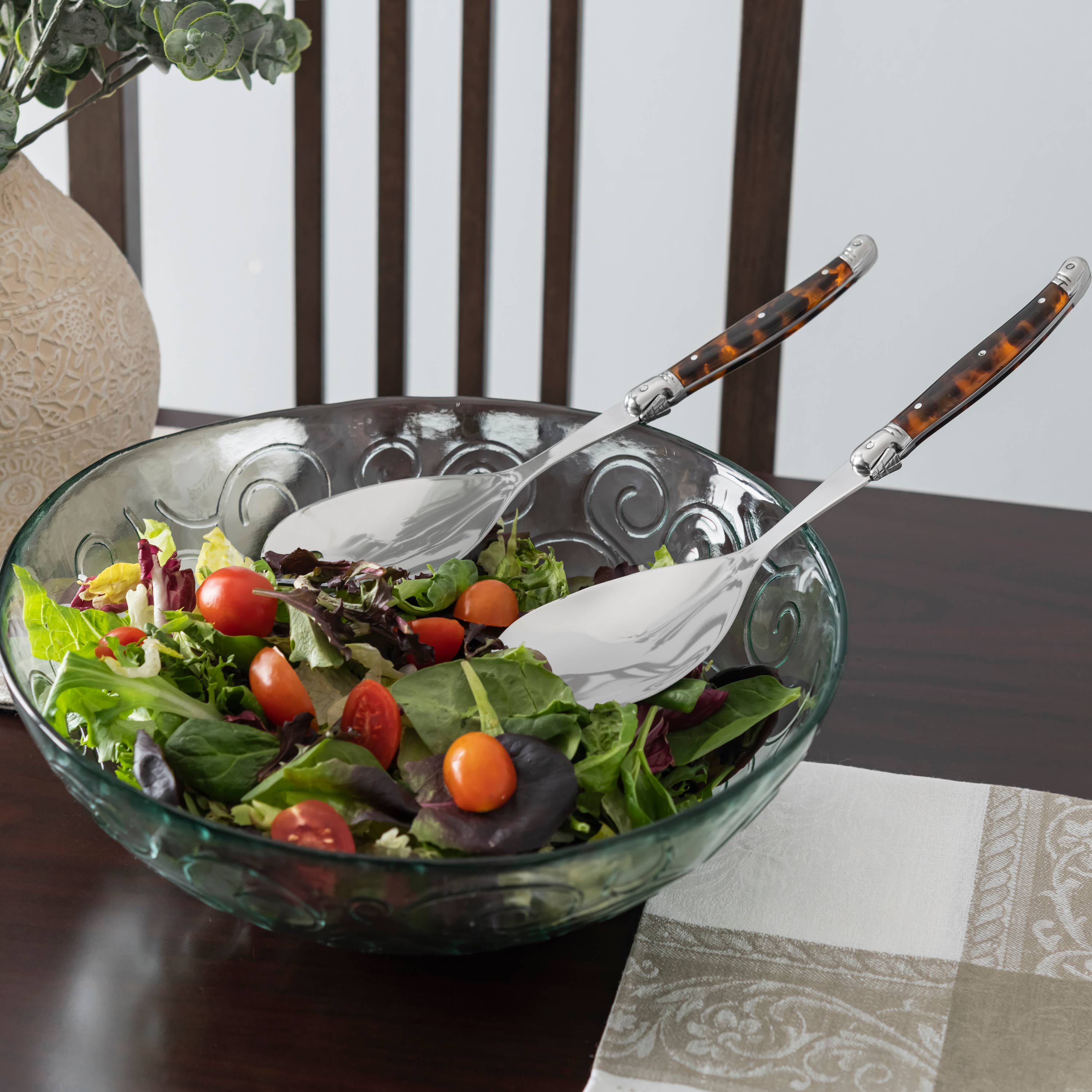 Laguiole Connoisseur Tortoise Shell Salad Servers