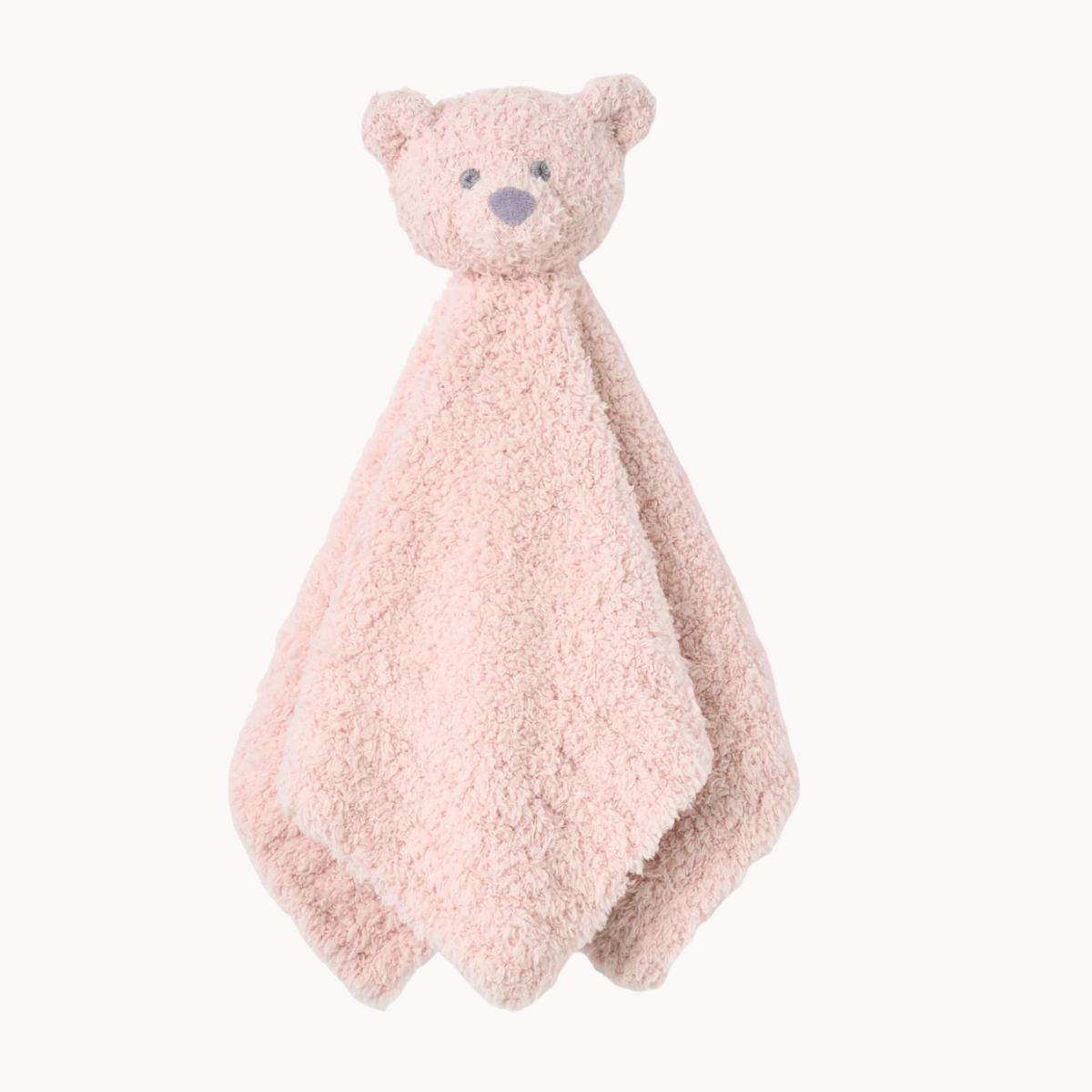 pink bear security blanket with soft feather knit fabric for babies and everyday comfort