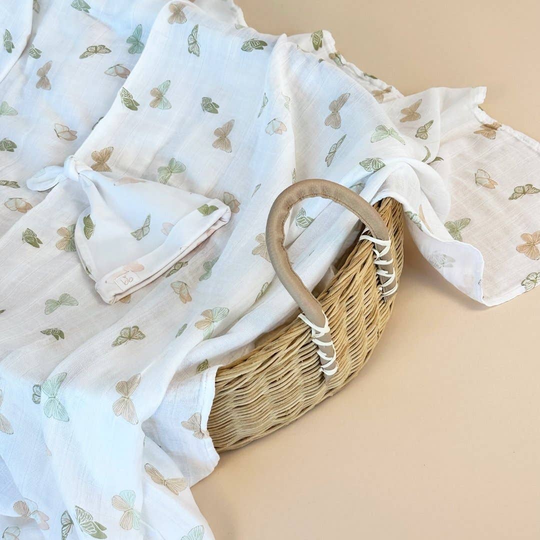 Butterflies- Bamboo Muslin Swaddle