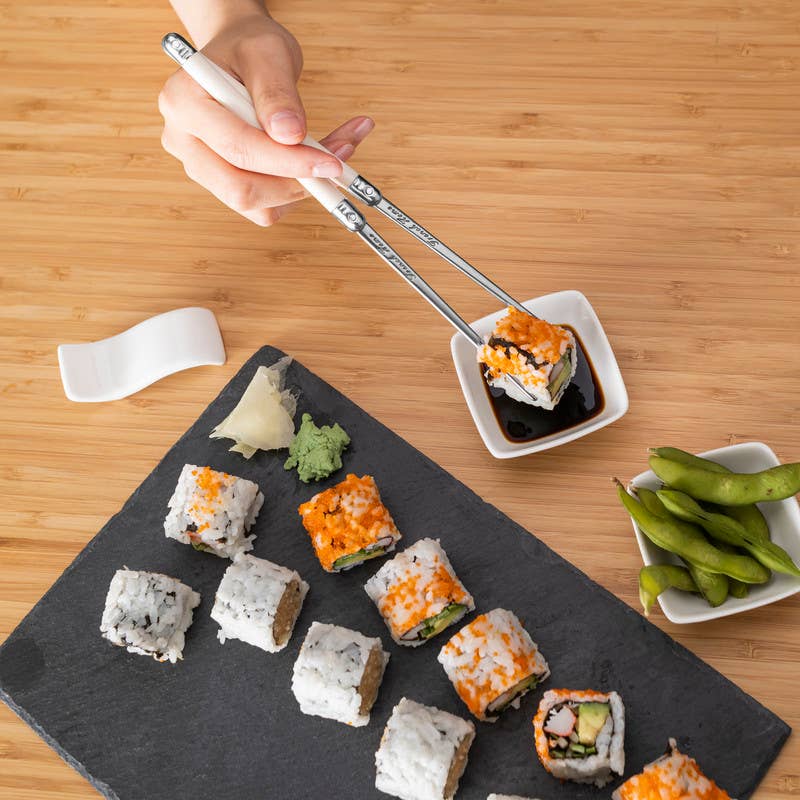 Chopsticks & Ceramic Rests with Sauce Bowls Set