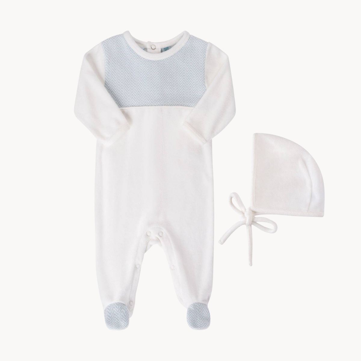 Blue Chevron Velour Romper