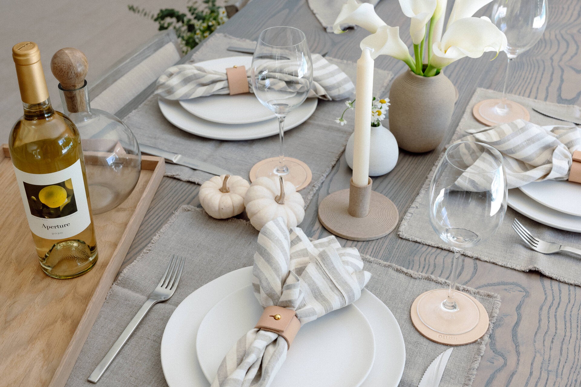 Nude Leather Napkin Rings - Set of 4