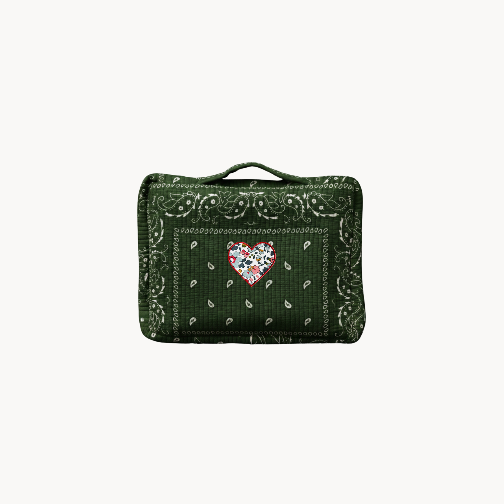 Green Paisley Travel Organizer with Liberty Heart
