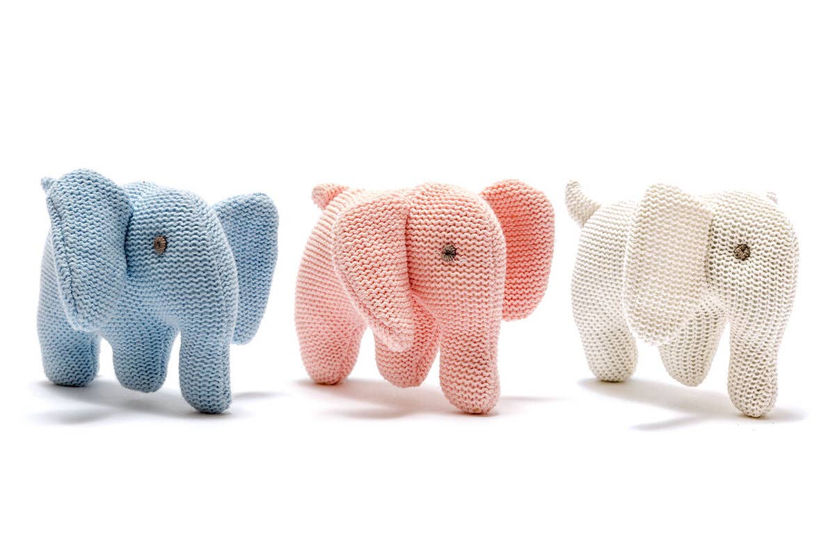 Knitted Elephant Baby Rattle
