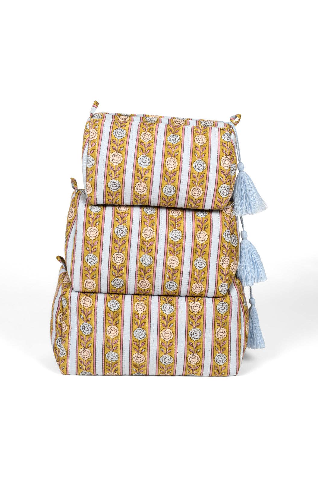 Vintage Floral Stripes Makeup Bag
