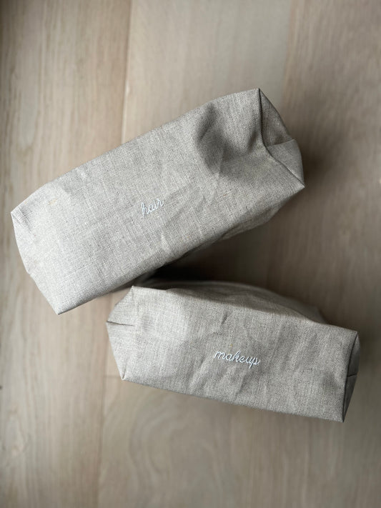 Stain Resistant Linen Beauty Bags