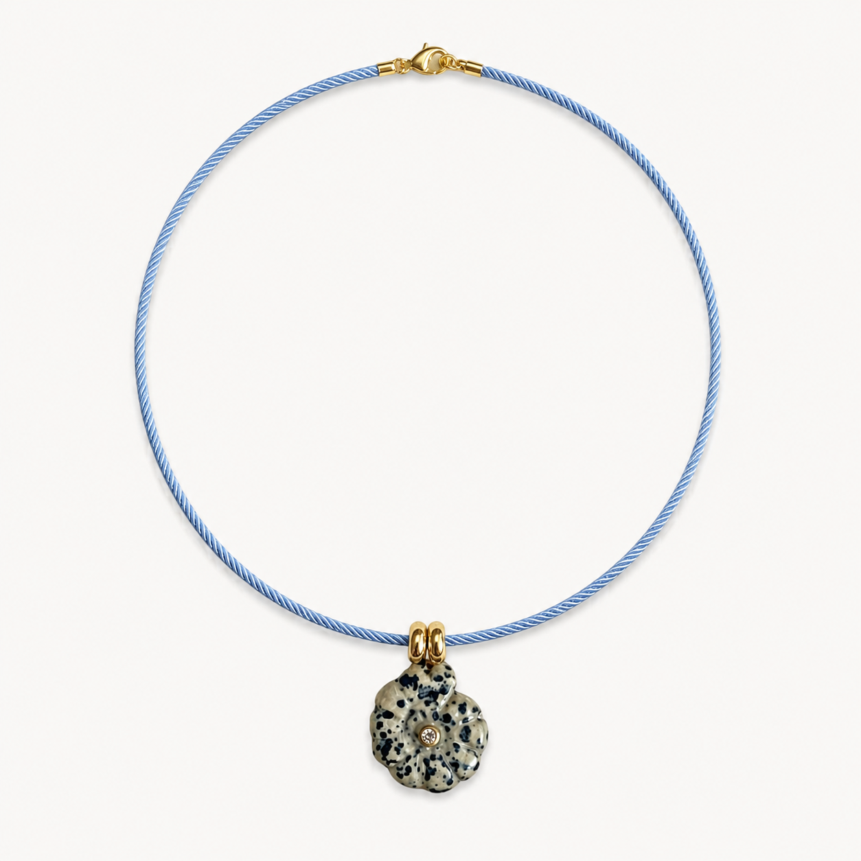 Blue Silk Cord Shell Necklace