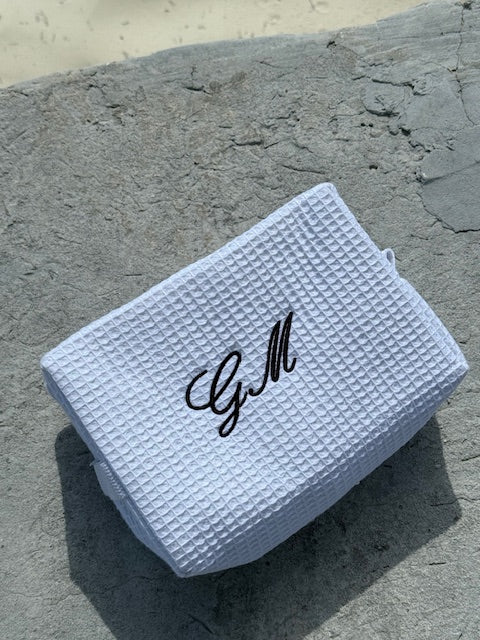 Embroidered Waffle Cosmetic Pouches