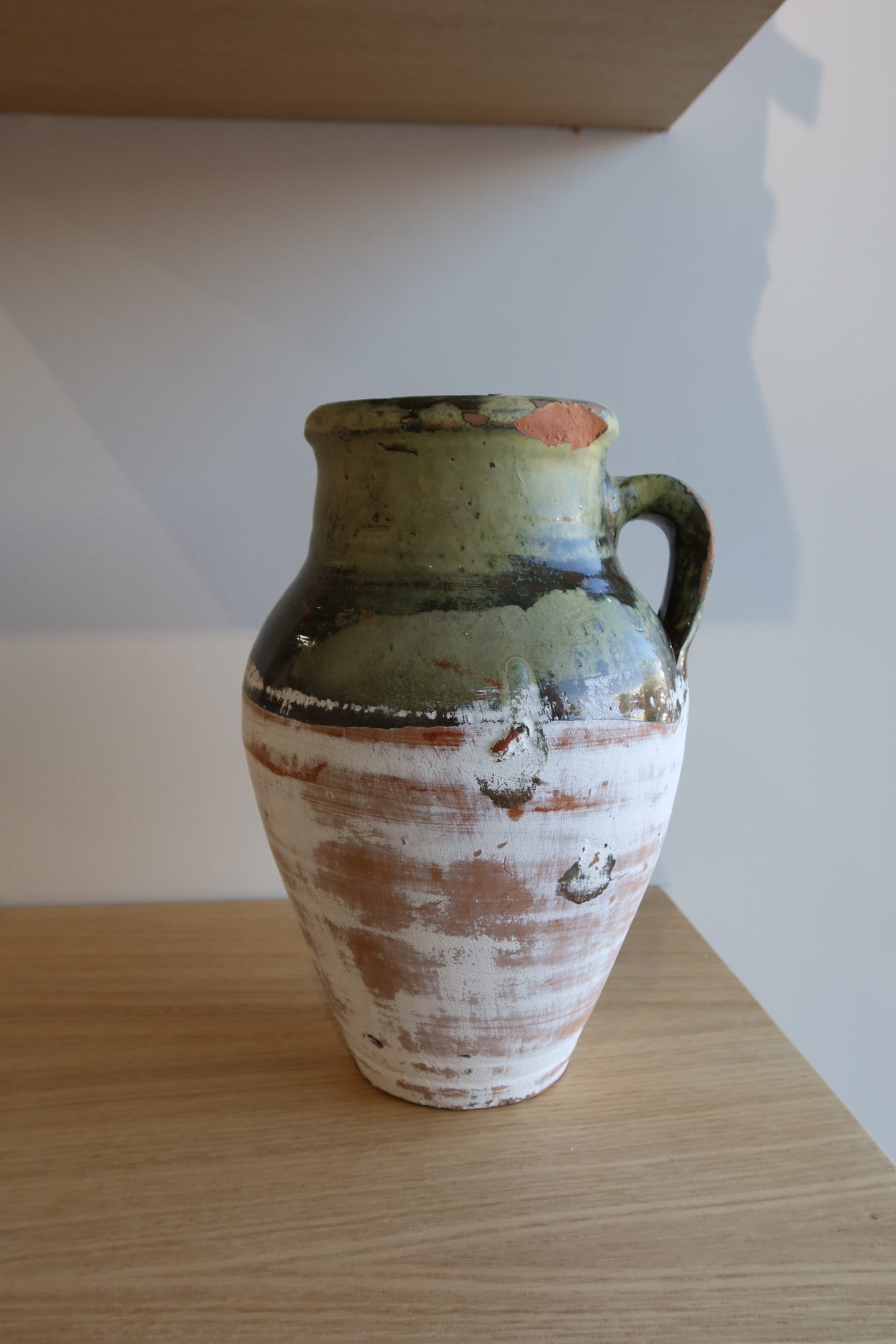 terracotta vintage green olive jar