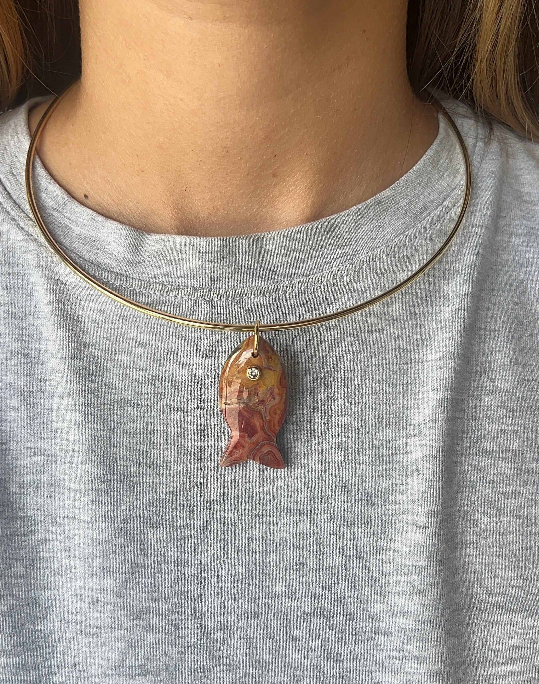 Stone Fish Collar Necklace