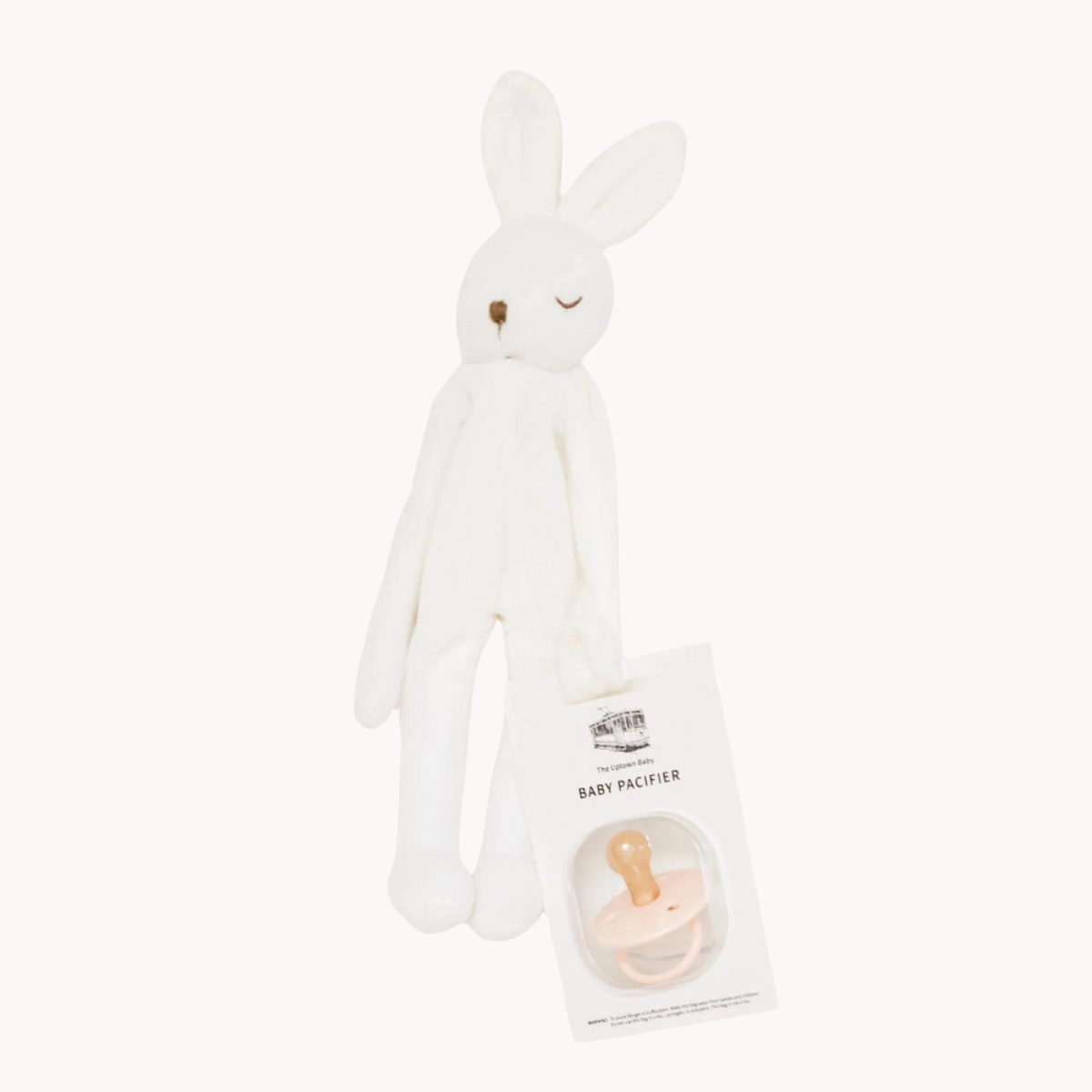 Bunny Lovey Paci Holder White
