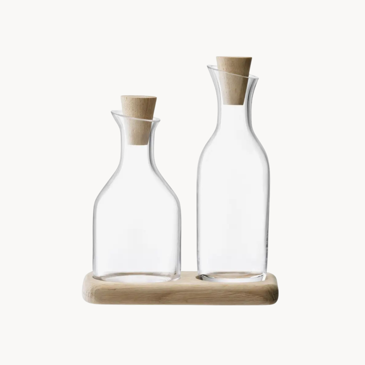 Serve Oil & Vinegar Set & Oak Base