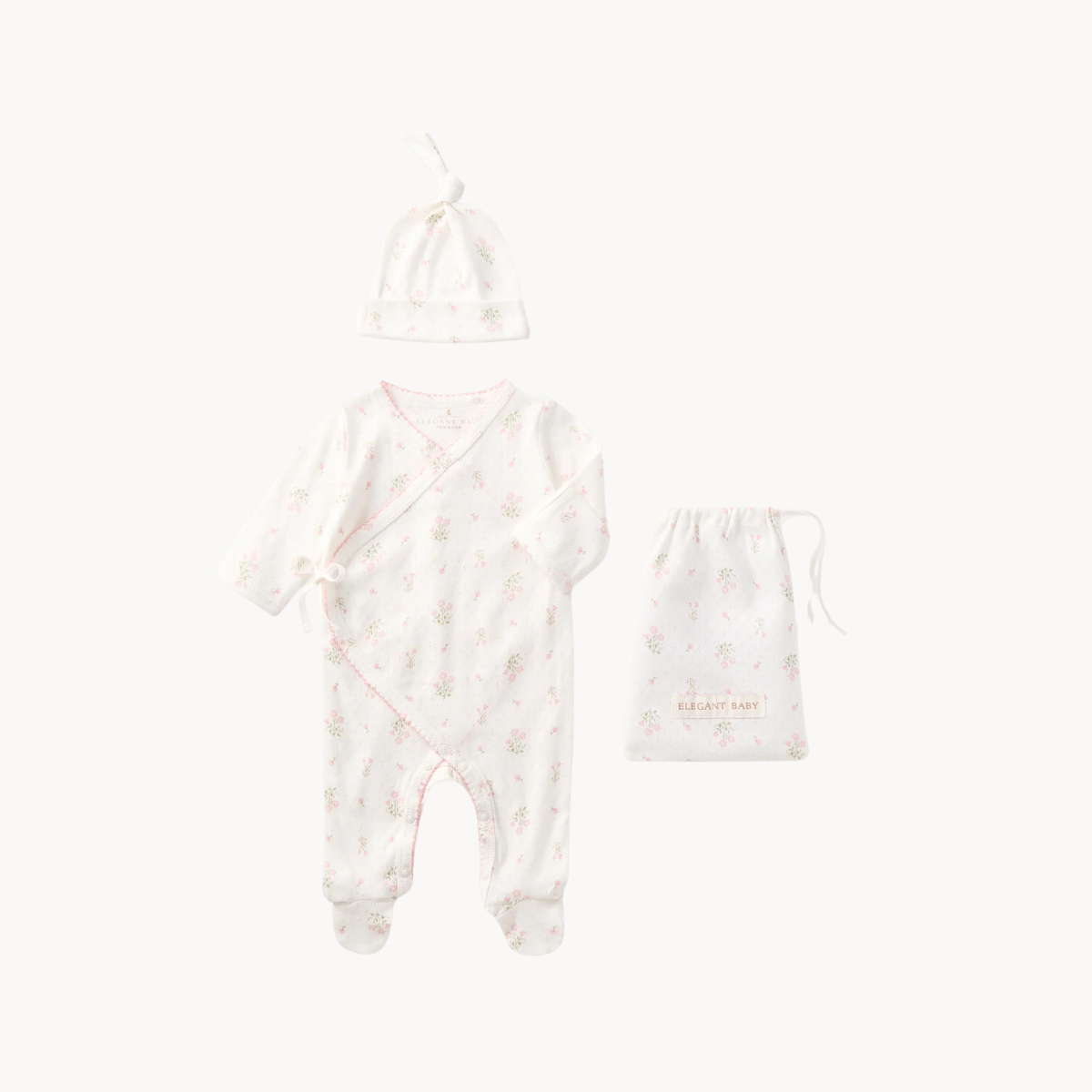 Folklore Floral Organic Cotton Pointelle Layette 2PC Set