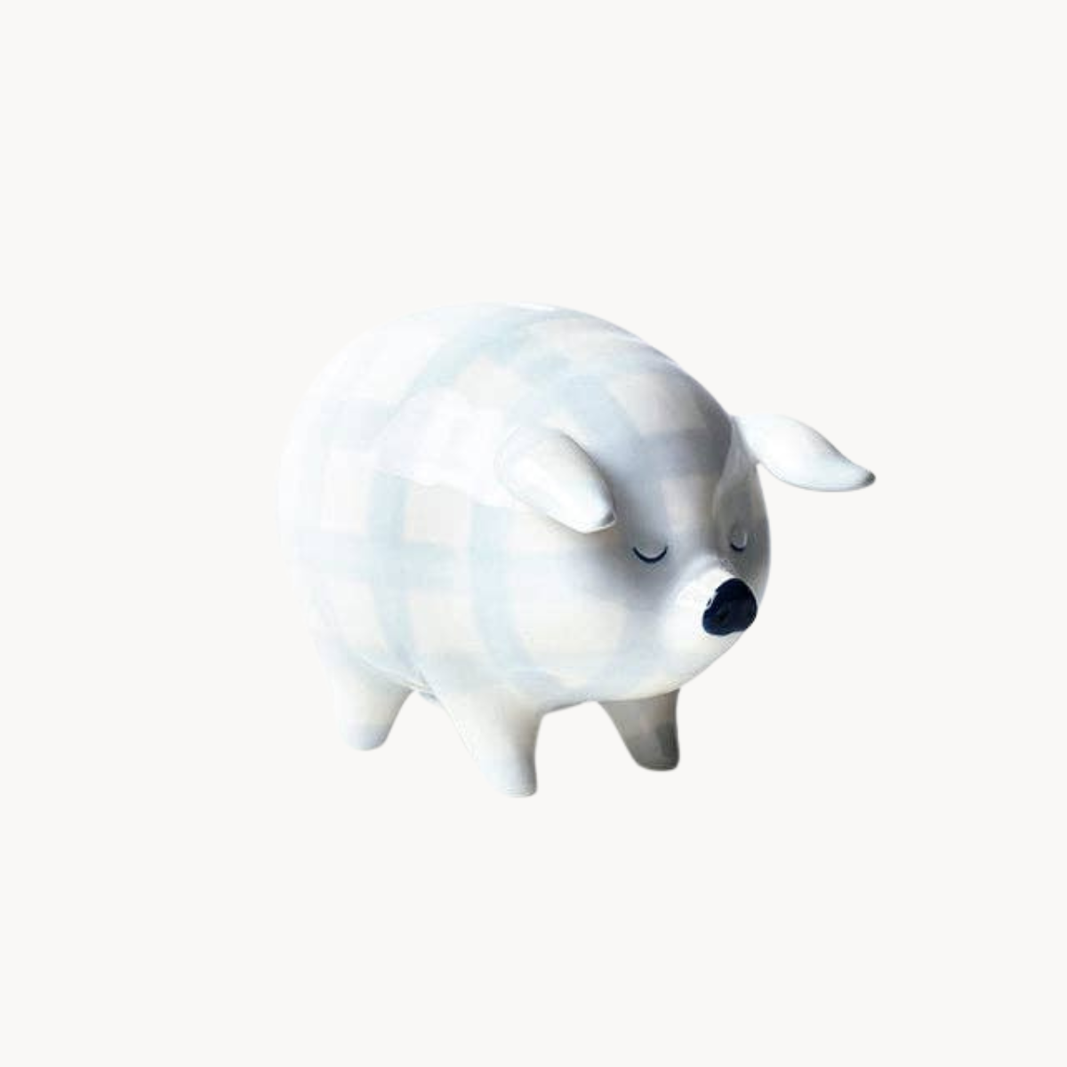 Blue Gingham Piggy Bank
