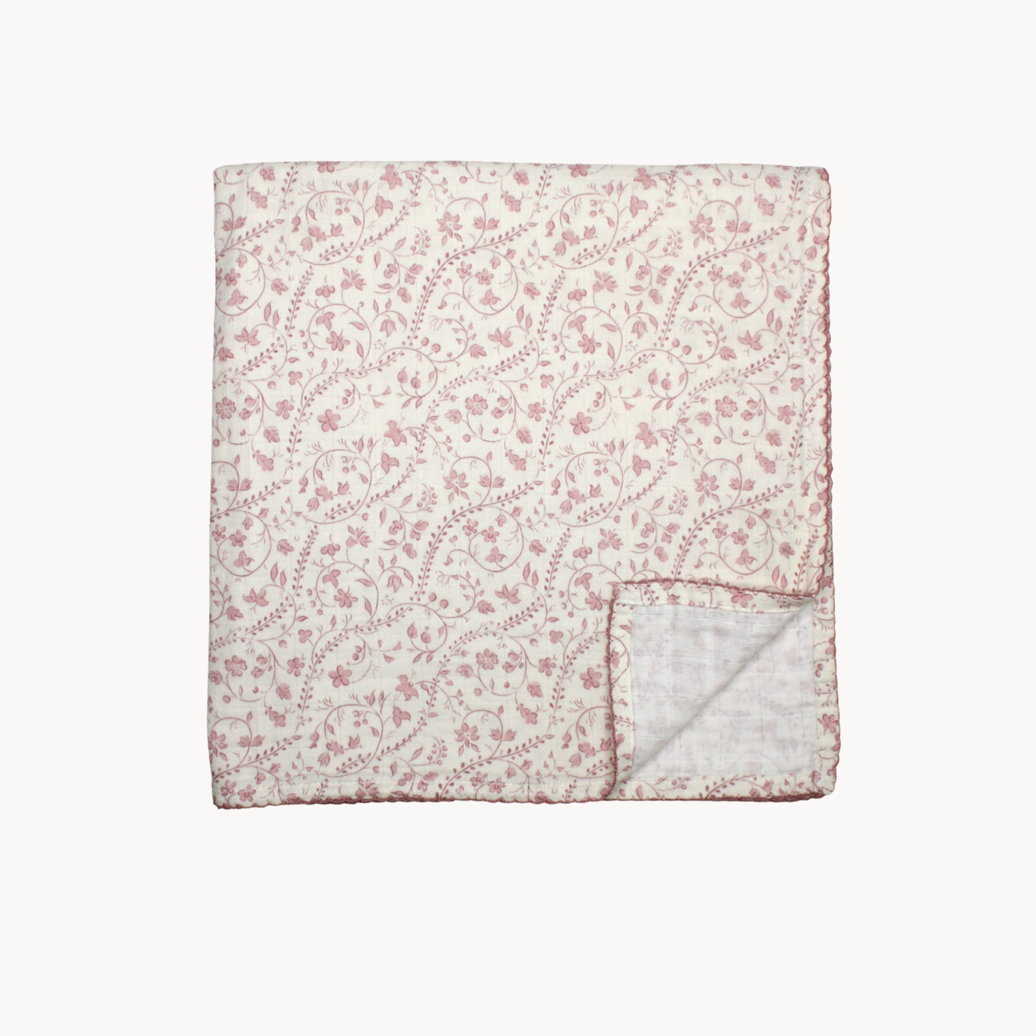 Mauve Heirloom Vine Muslin Blanket