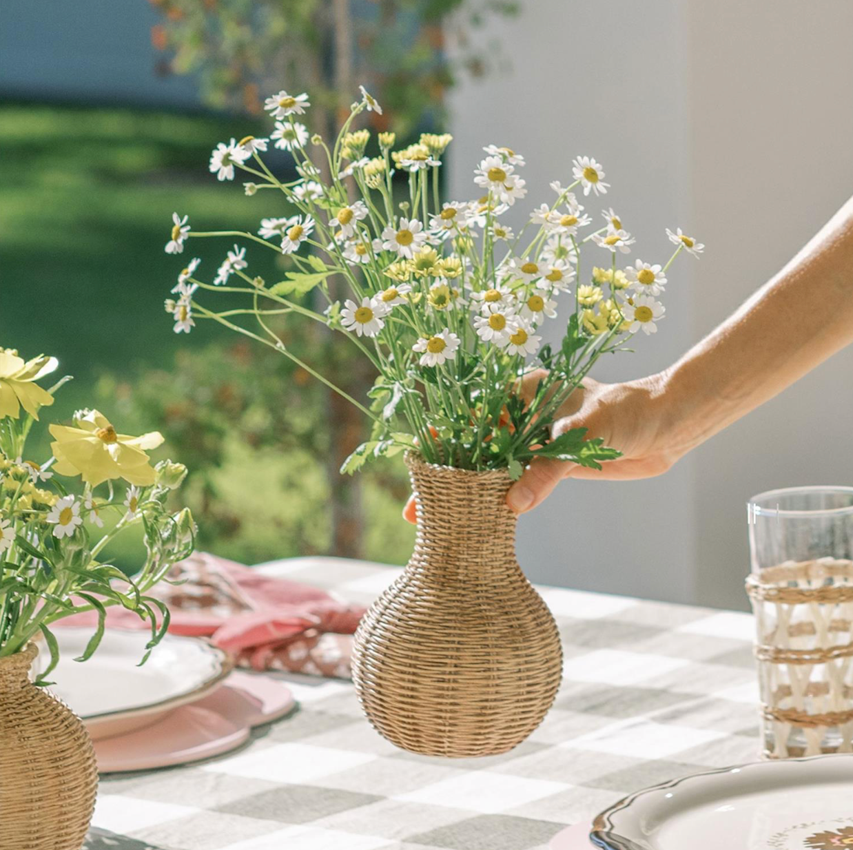 Set of 5 Basket Weave Vases