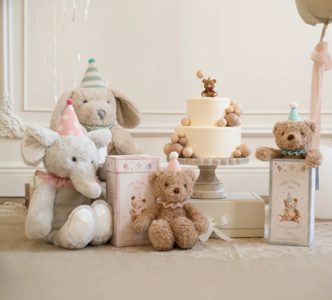 Aqua Birthday Bear w/ Gift Box