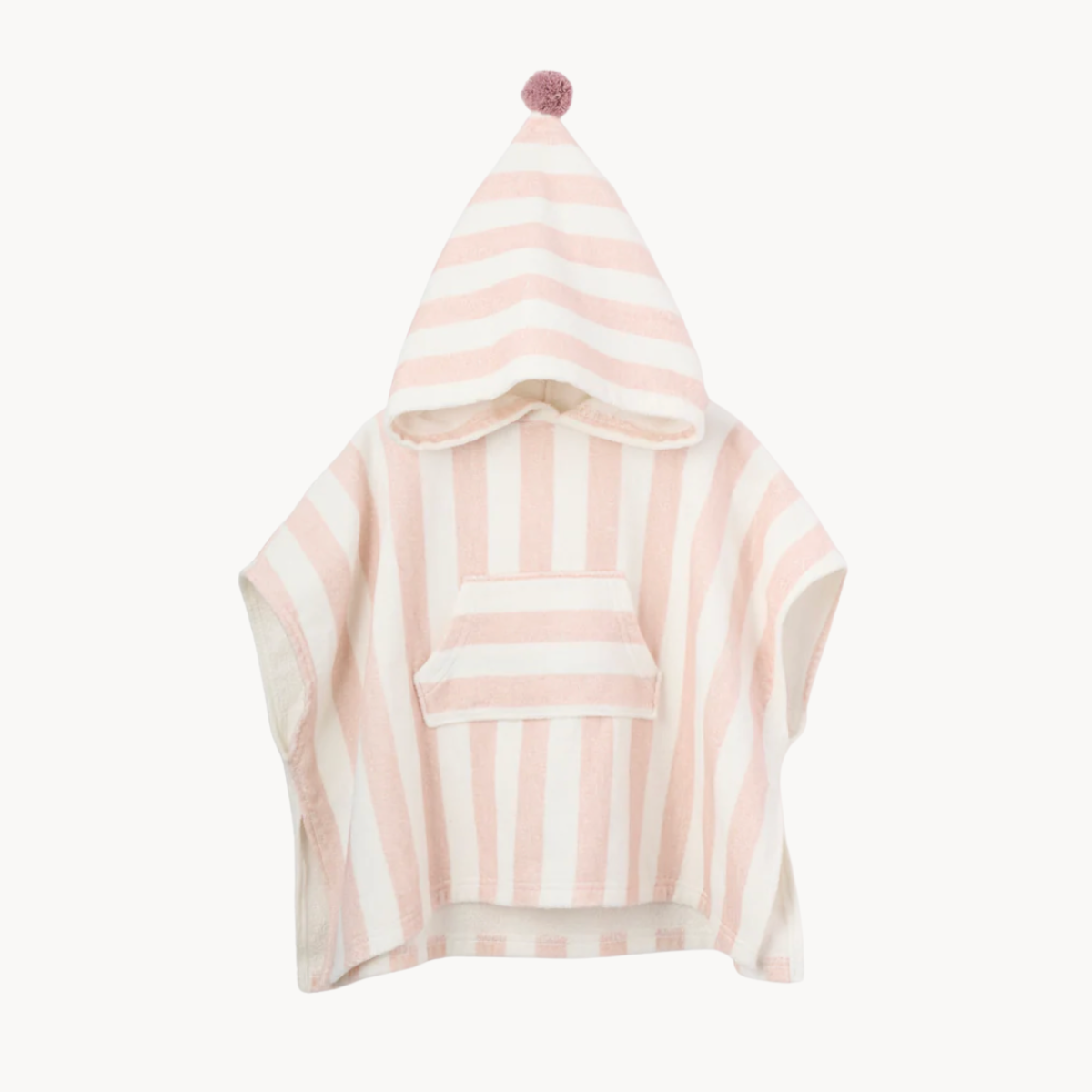 Pink Stripe Hooded Terry Poncho