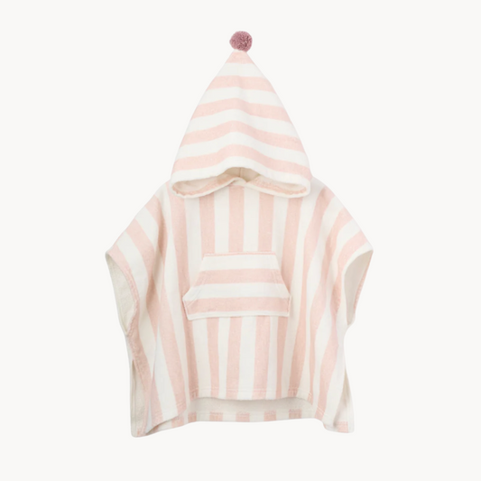 Pink Stripe Hooded Terry Poncho