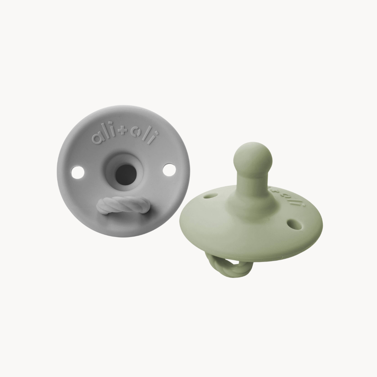 Pacifier Set Round (Grey & Sage)
