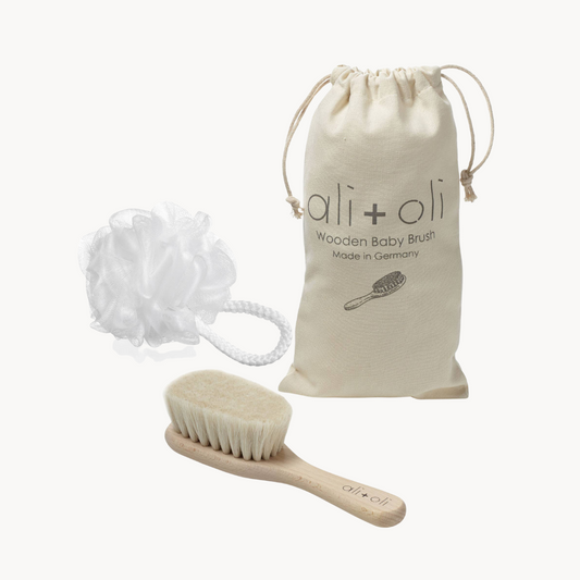 Wooden Baby Hair Brush with Natural Beech Wood and Goat Hair