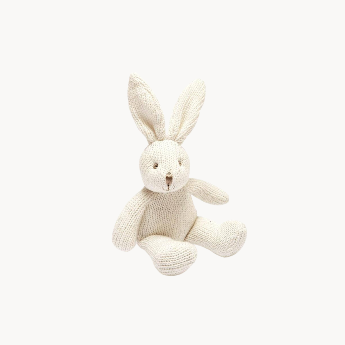 Knitted Organic Cotton White Bunny Baby Rattle