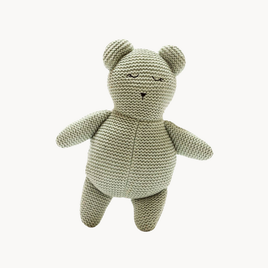 Organic Teddy Bear Toy, Organic Cotton Knitted Teal