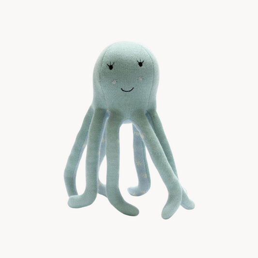Tactile Knitted Organic Cotton Sea Green Octopus Plush Toy